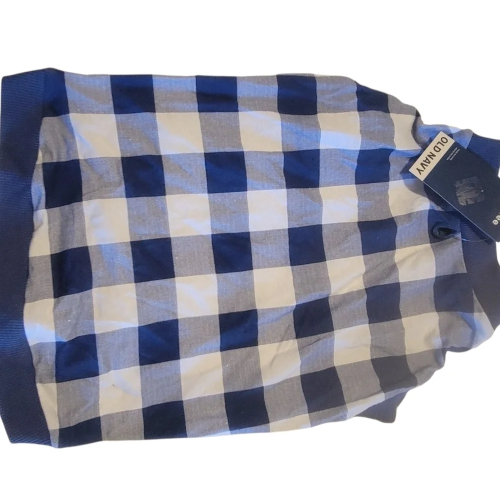 Blue and White Checkered Dog Sweater Size Small